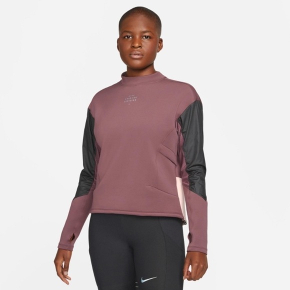 Women's jersey Nike Run DVN Crew black purple dri-fit‎ size M - Picture 1 of 5